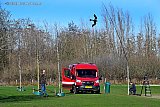 03-03-2026 Breda - Aan de Asterdplas zijn nep roofvogels aan touwtjes  gehangen om de ganzen die daar overlast voor de badgasten veroorzaken te verjagen.  - Fotokrant