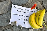 28-06-2020 Breda -   Op de stoep van de rechtbank zijn bananen weggelegd door mensen die het niet eens zijn met het verbieden van demonstraties in Den Haag  tegen de Coronamaatregelen. - Fotokrant
