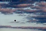 23-08-2025 Breda - Een hete luchtballon drijft tussen de dreigende regenwolken ten noorden van de stad. - Fotokrant