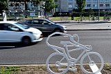21-08-2023 Breda - Vorig jaar op 21 augustus was Sam Bennett de wielrenner die in Breda etappe 3 van de VUELTA won. Als herinnering hieraan heeft de stad een  Vuelta beeld van Bennet laten maken dat op de plaats staat waar hij over de steep kwam. - Fotokrant