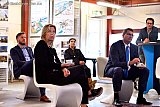 23-09-2020 Breda - Vanwege de Coronaregels zat Minister Kajsa Ollongren op 1,5 meter afstand van de  genodigden terwijl uitleg werd gegeven over het bijzondere bouwproject CrossMark waar Breda 10 miljoen voor heeft gekregen. - Fotokrant