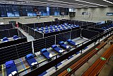 11-03-2022 Breda - In sporthal De Scharen is een noodopvang gemaakt voor 200 mensen die gevlucht zijn uit de Oekraine Het is een 1e opvang van hieruit gaan de mensen naar een bestemming waar ze langer kunnen verblijven. - Fotokrant