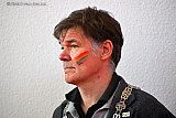 10-10-2026 Breda -  Voorafgaande aan de Pride kreeg burgemeester Paul Depla nadat hij een toespraak in het Chasse Theater had gehouden een regenboogvlag op zijn wang.   - Fotokrant
