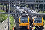 09&ndash;09-2019 Breda - Voor de ca 250 passagiers kwam een andere trein.Buiten het beeld van de media mochten deze overstappen middels treeplanken. - Fotokrant